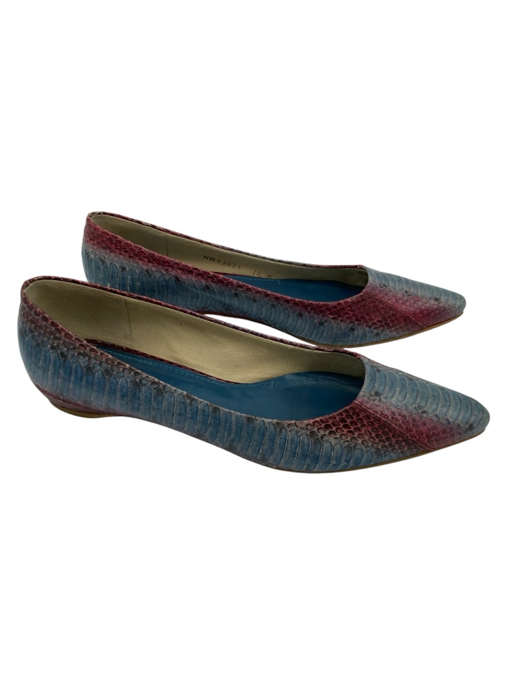 Stuart Weitzman Multicolored Pointed Toe Snakeskin Ballet Flats